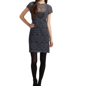 Nanette Lepore Grey Crochet Lace Dress Romantic Boho Feminine Sz 4